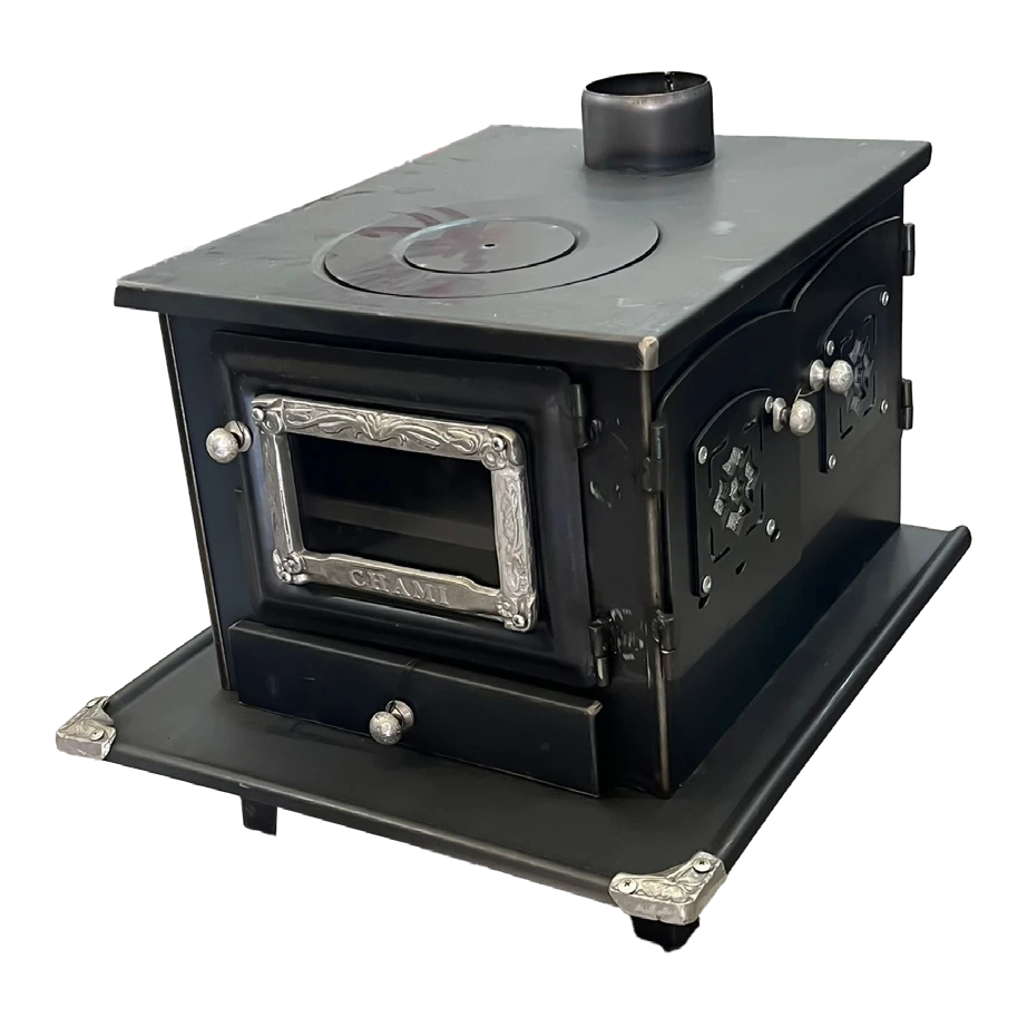 Medium Glass-Front Wood Stove with Oven WS009