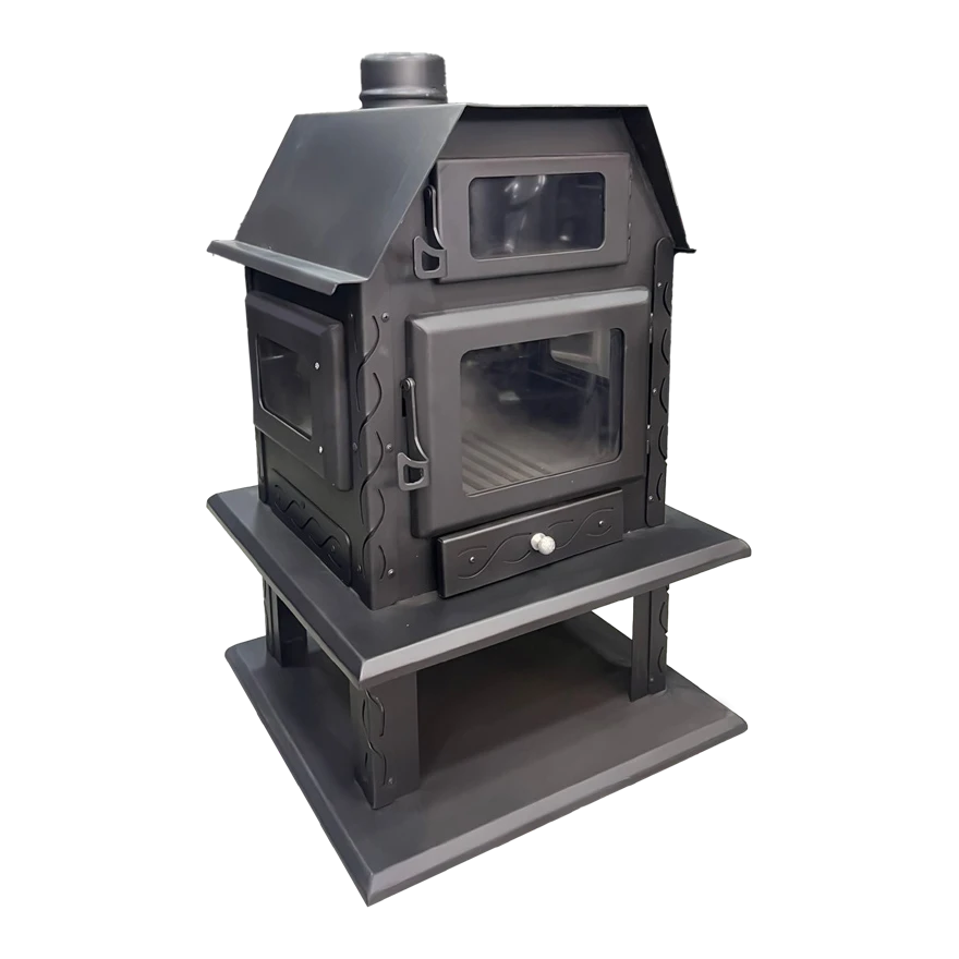 Decorative 3-Sided Gable Wood Stove with Oven WS028