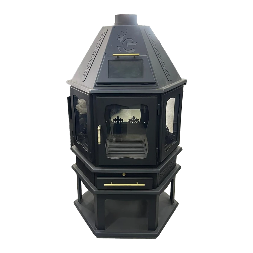 Large Hexagonal Wood Fireplace with Oven WS032