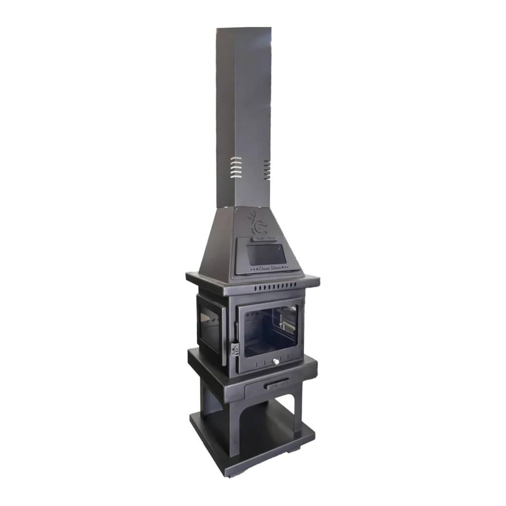 Small Column Gable Wood Fireplace with Oven & Fan WS034