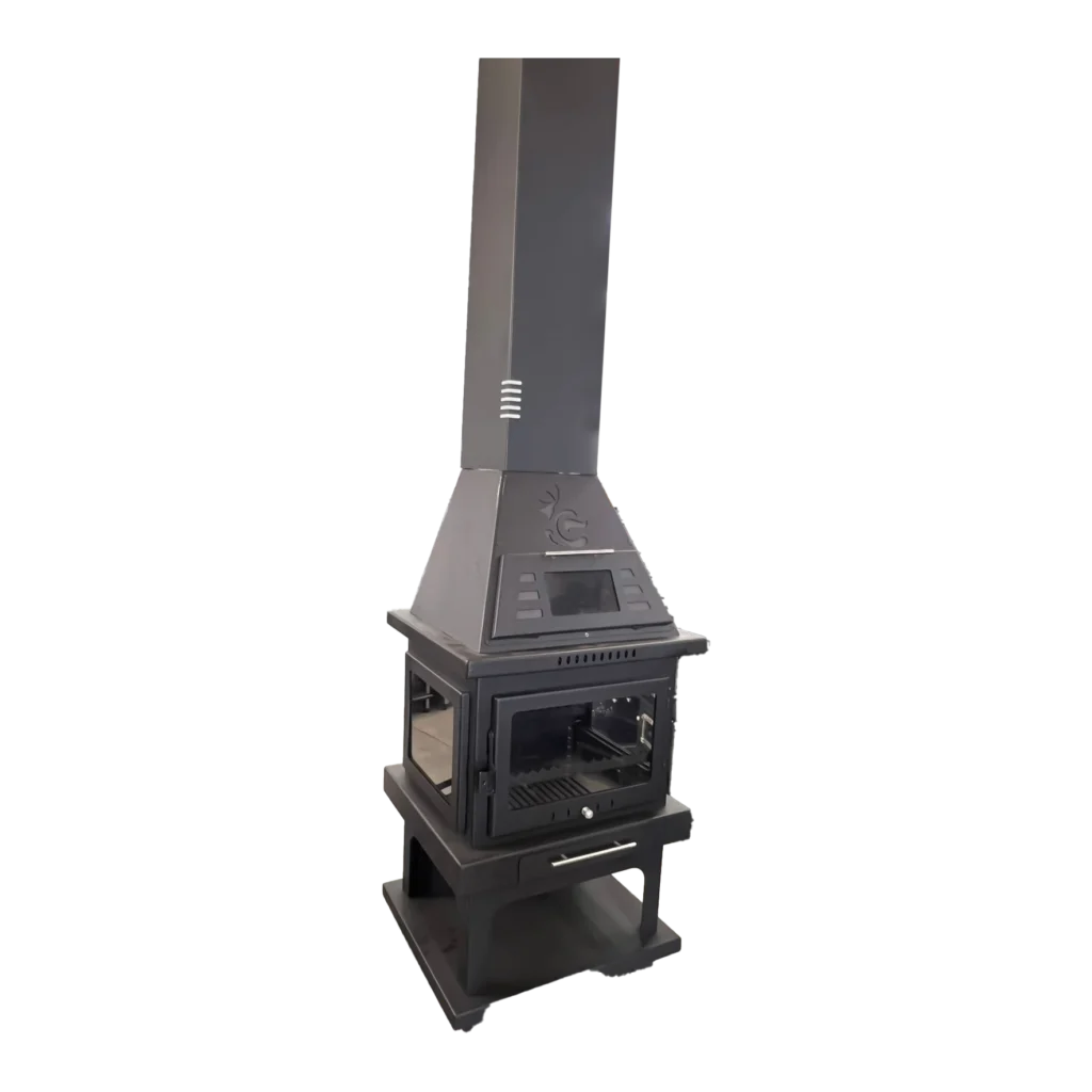 Large Column Gable Wood Fireplace with Oven & Fan WS035